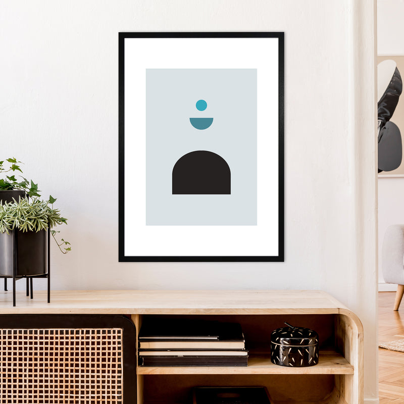 Mita Teal Abstract N12  Art Print by Pixy Paper A1 White Frame