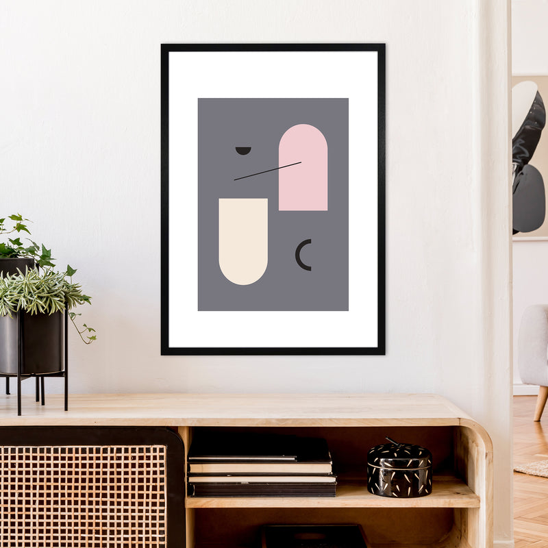 Mila Abstract Pink N5  Art Print by Pixy Paper A1 White Frame