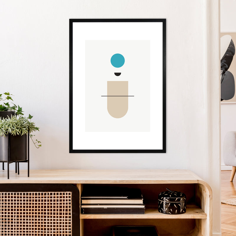 Mita Teal Abstract N1  Art Print by Pixy Paper A1 White Frame