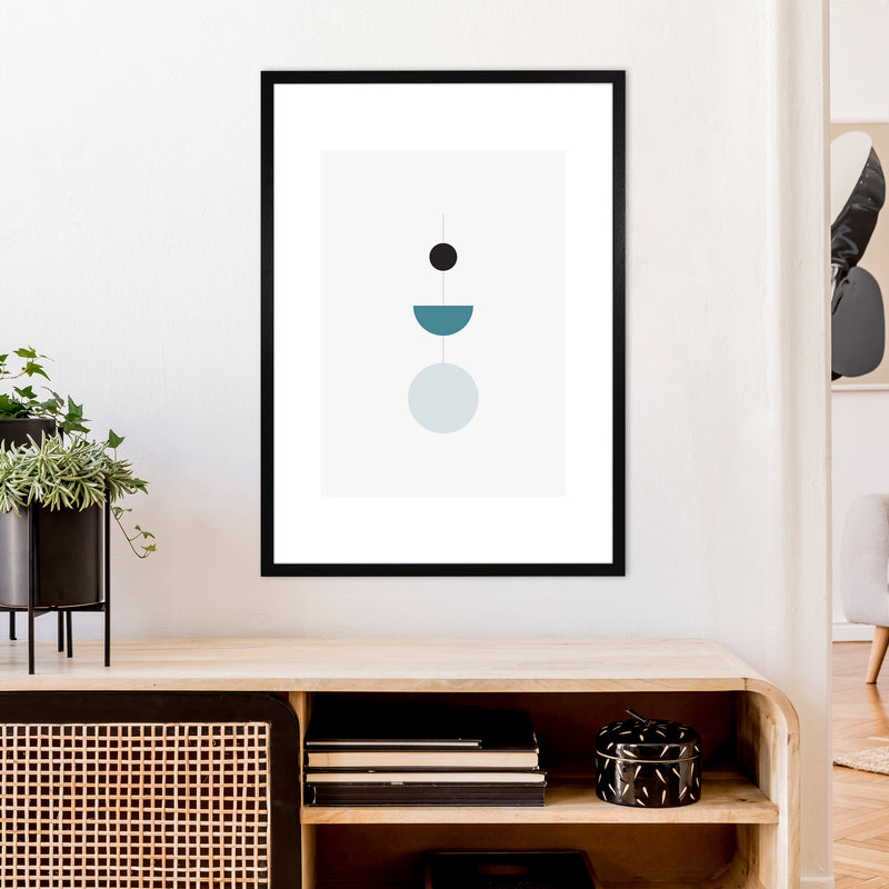 Mita Teal Abstract N9  Art Print by Pixy Paper A1 White Frame
