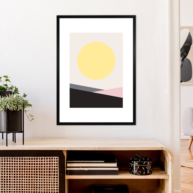 Mila Pink Big Sun N7  Art Print by Pixy Paper A1 White Frame