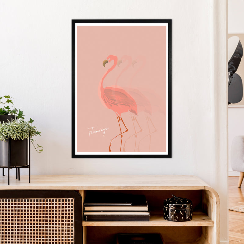 Flamingo Shadow Art Print by Pixy Paper A1 White Frame