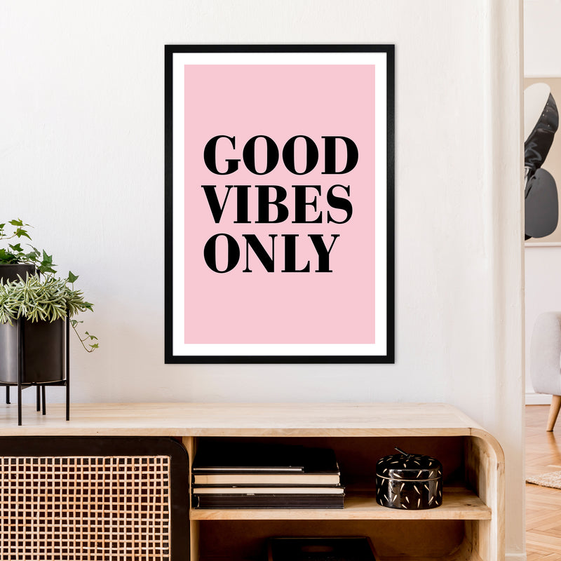 Good Vibes Only Neon Funk  Art Print by Pixy Paper A1 White Frame