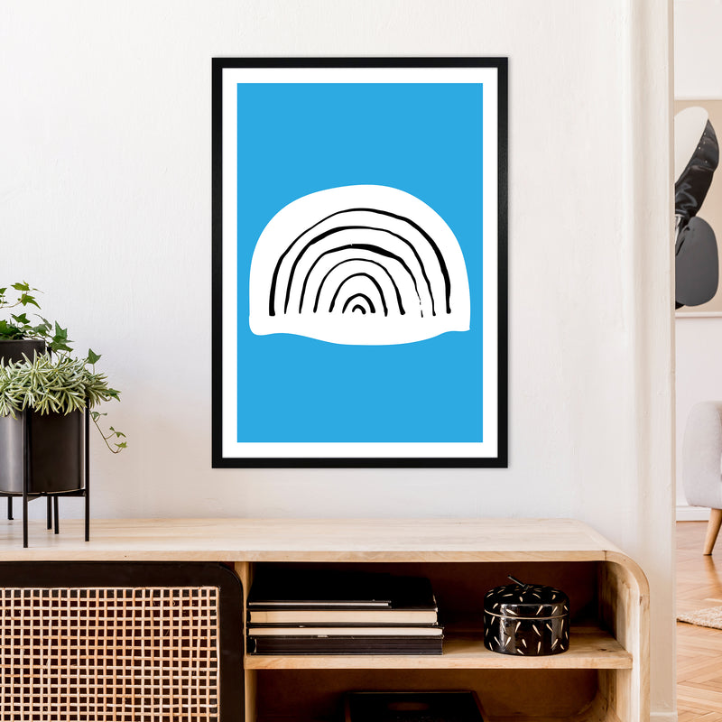 Blue Rainbow Neon Funk  Art Print by Pixy Paper A1 White Frame