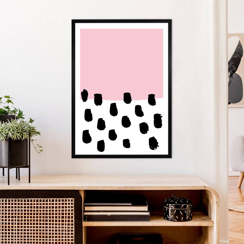 Pink Polka Neon Funk  Art Print by Pixy Paper A1 White Frame