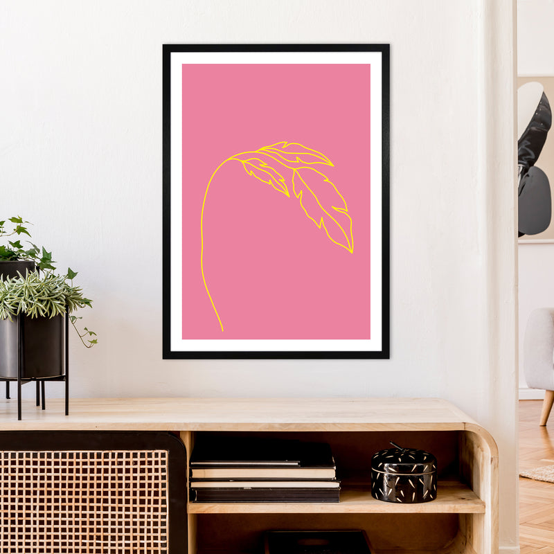 Plant Pink Neon Funk  Art Print by Pixy Paper A1 White Frame