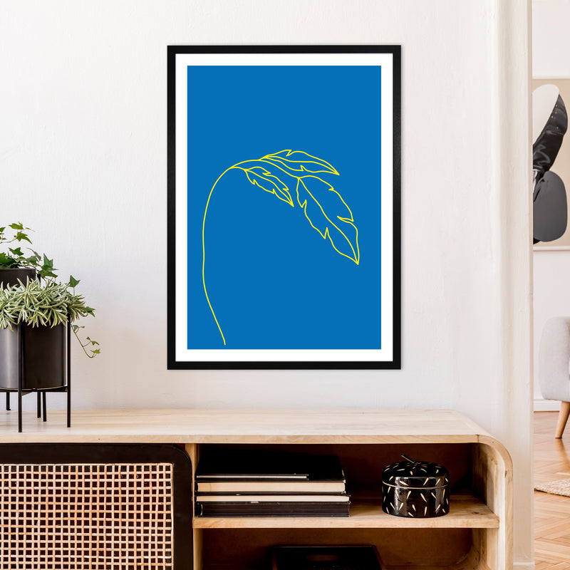 Plant Blue Neon Funk  Art Print by Pixy Paper A1 White Frame