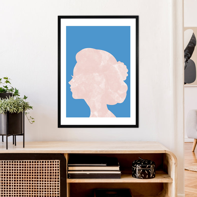 Marble Head Blue  Art Print by Pixy Paper A1 White Frame