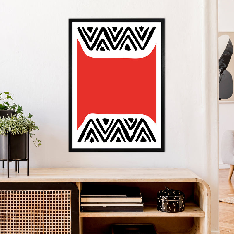 Red Maze Neon Funk  Art Print by Pixy Paper A1 White Frame