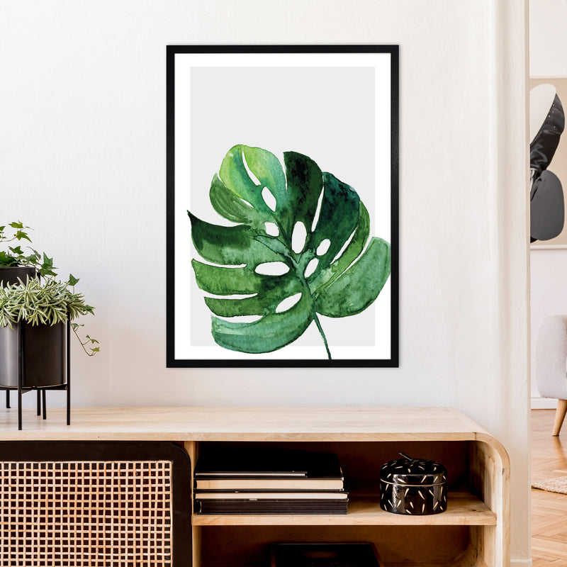 Leaf With Grey Back Exotic  Art Print by Pixy Paper A1 White Frame