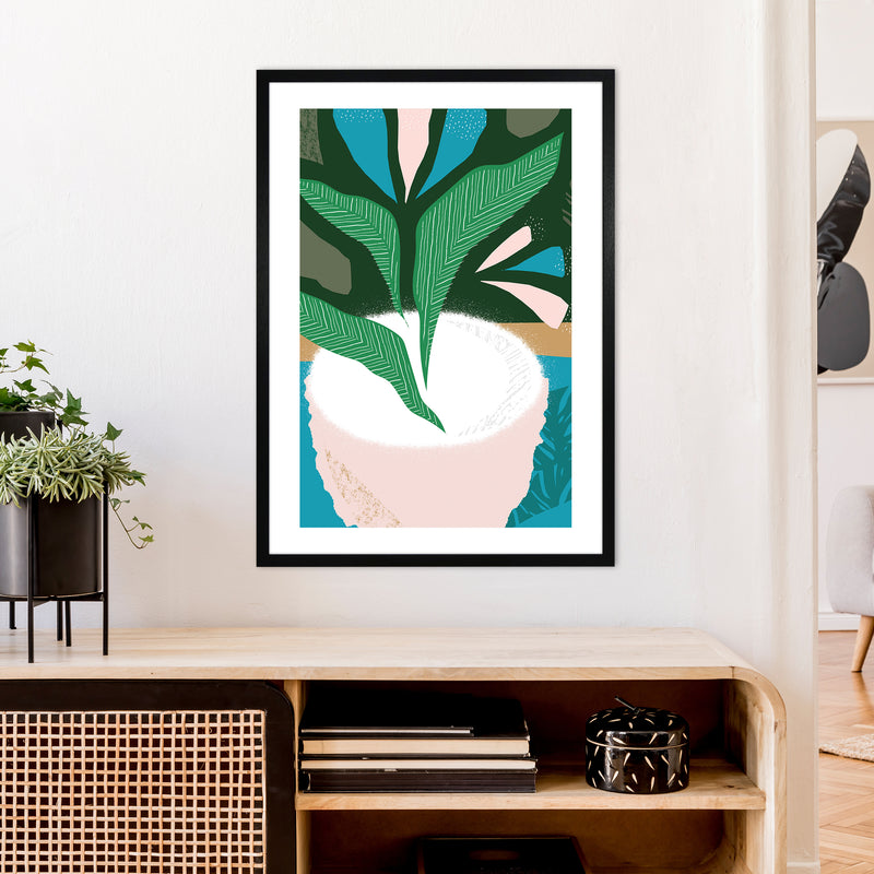 Plant Pot Jungle Abstract  Art Print by Pixy Paper A1 White Frame