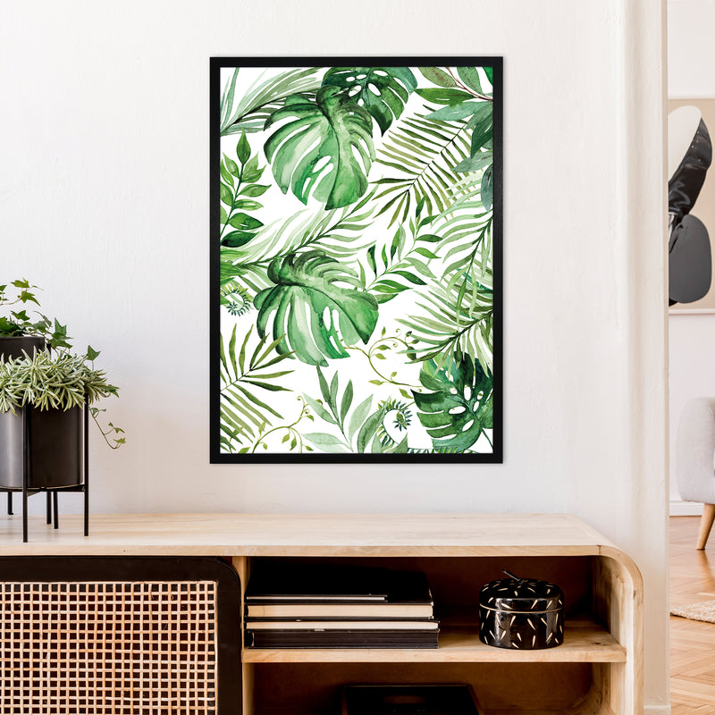 Full Page Leaves Exotic  Art Print by Pixy Paper A1 White Frame