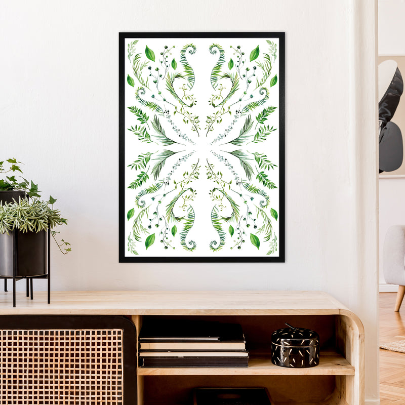 Mirrored Plants Exotic  Art Print by Pixy Paper A1 White Frame
