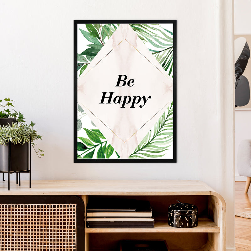 Be Happy Exotic  Art Print by Pixy Paper A1 White Frame