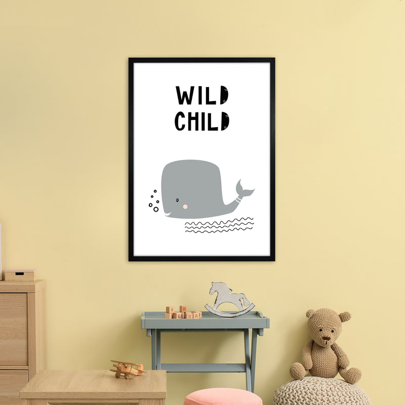 Wild Child Whale Animal  Art Print by Pixy Paper A1 White Frame