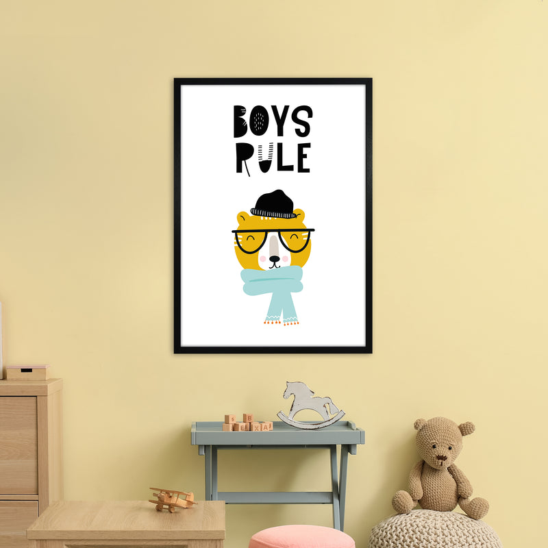 Boys Rule Animal  Art Print by Pixy Paper A1 White Frame
