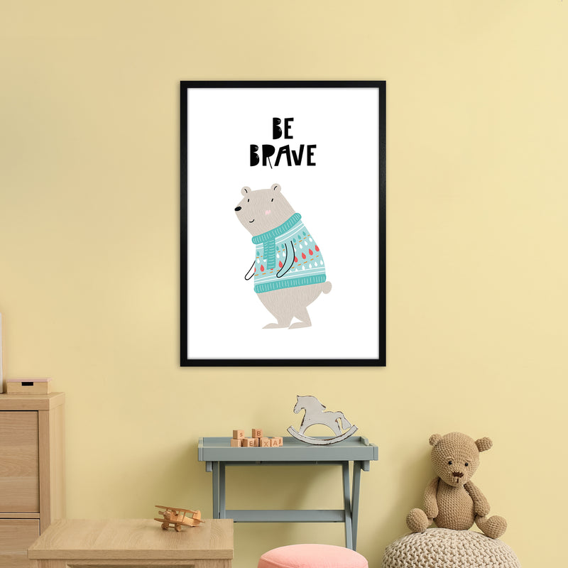 Be Brave Animal  Art Print by Pixy Paper A1 White Frame
