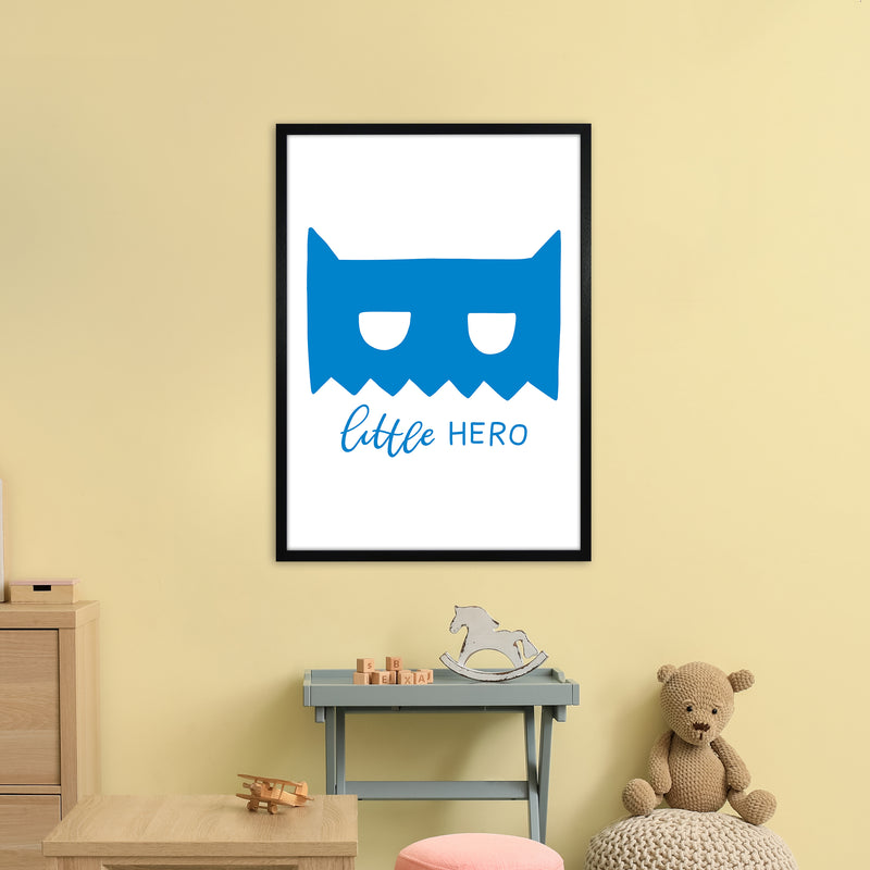 Little Hero Mask Blue Super Scandi  Art Print by Pixy Paper A1 White Frame