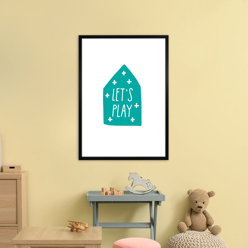 Let'S Play House Teal Super Scandi  Art Print by Pixy Paper A1 White Frame