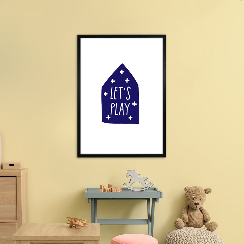 Let'S Play House Navy Super Scandi  Art Print by Pixy Paper A1 White Frame