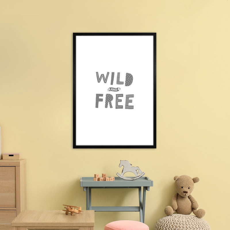 Wild And Free Grey Super Scandi  Art Print by Pixy Paper A1 White Frame
