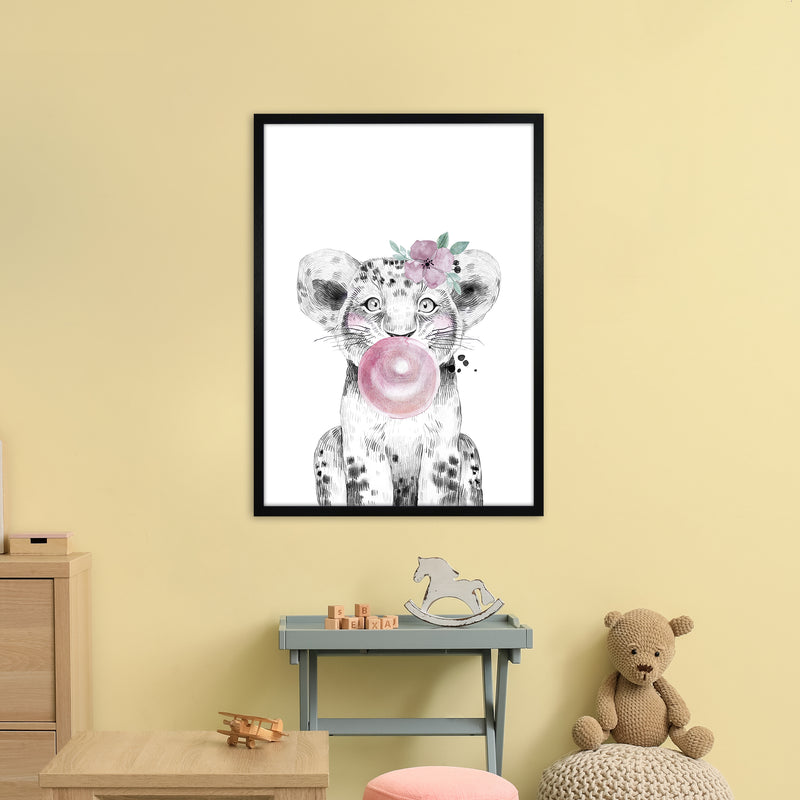 Safari Babies Tiger With Bubble  Art Print by Pixy Paper A1 White Frame