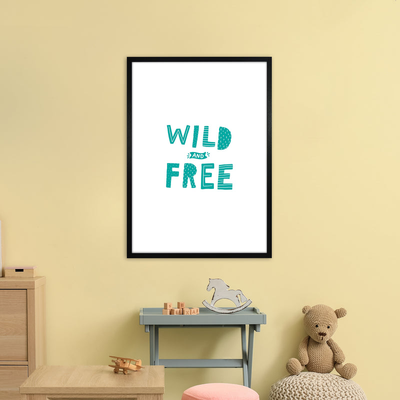 Wild And Free Teal Super Scandi  Art Print by Pixy Paper A1 White Frame