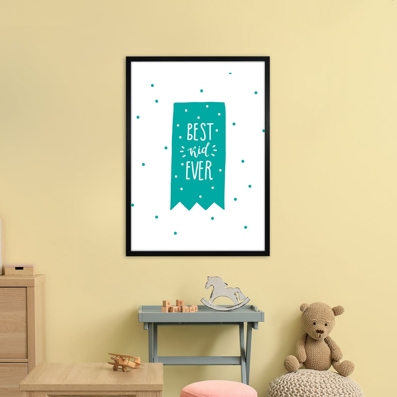 Best Day Ever Teal Super Scandi  Art Print by Pixy Paper A1 White Frame