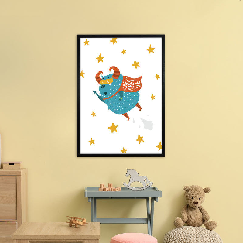 Little Monsters Flying Be Brave  Art Print by Pixy Paper A1 White Frame