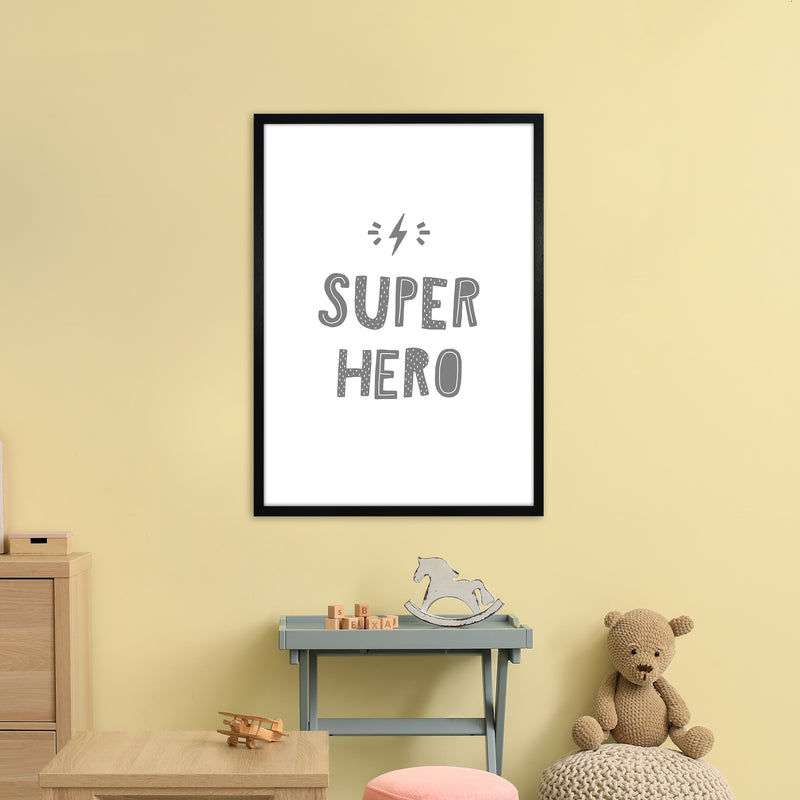 Super Hero Grey Super Scandi  Art Print by Pixy Paper A1 White Frame
