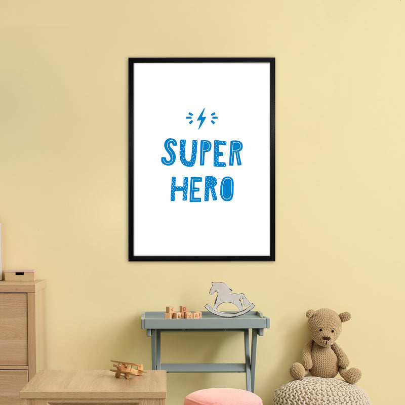 Super Hero Blue Super Scandi  Art Print by Pixy Paper A1 White Frame