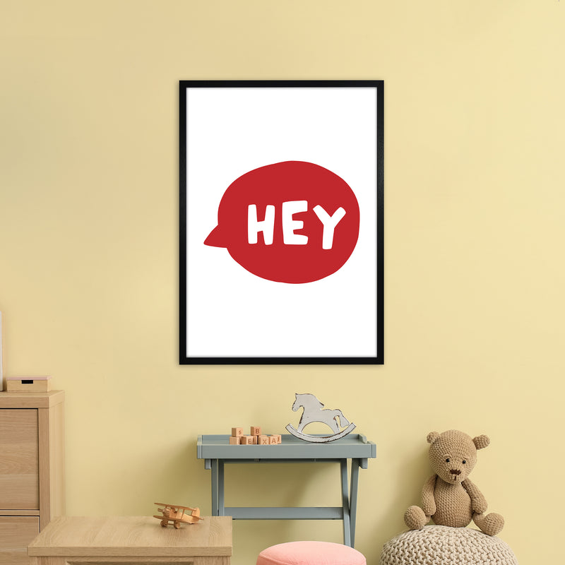 Hey Bubble Red Super Scandi  Art Print by Pixy Paper A1 White Frame
