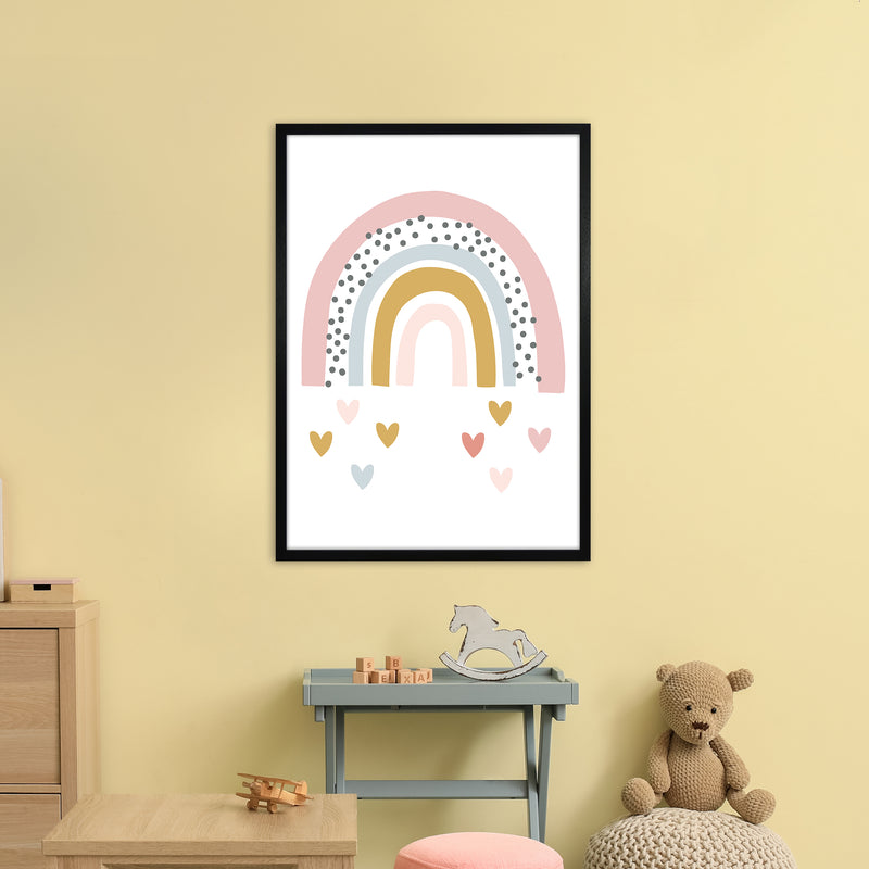 Rainbow With Heart Drops  Art Print by Pixy Paper A1 White Frame