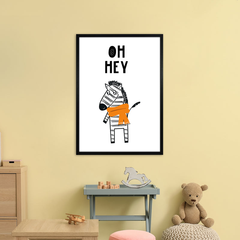 Oh Hey Zebra Animal Pop  Art Print by Pixy Paper A1 White Frame
