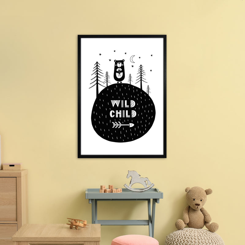 Wild Child Forest Bear  Art Print by Pixy Paper A1 White Frame