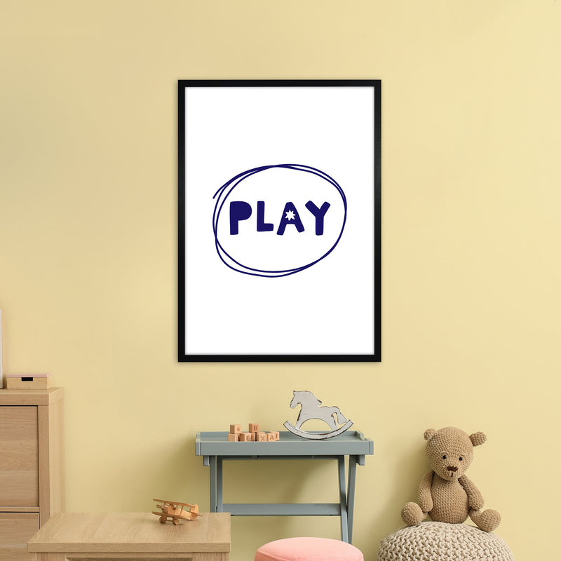 Play Navy Super Scandi  Art Print by Pixy Paper A1 White Frame