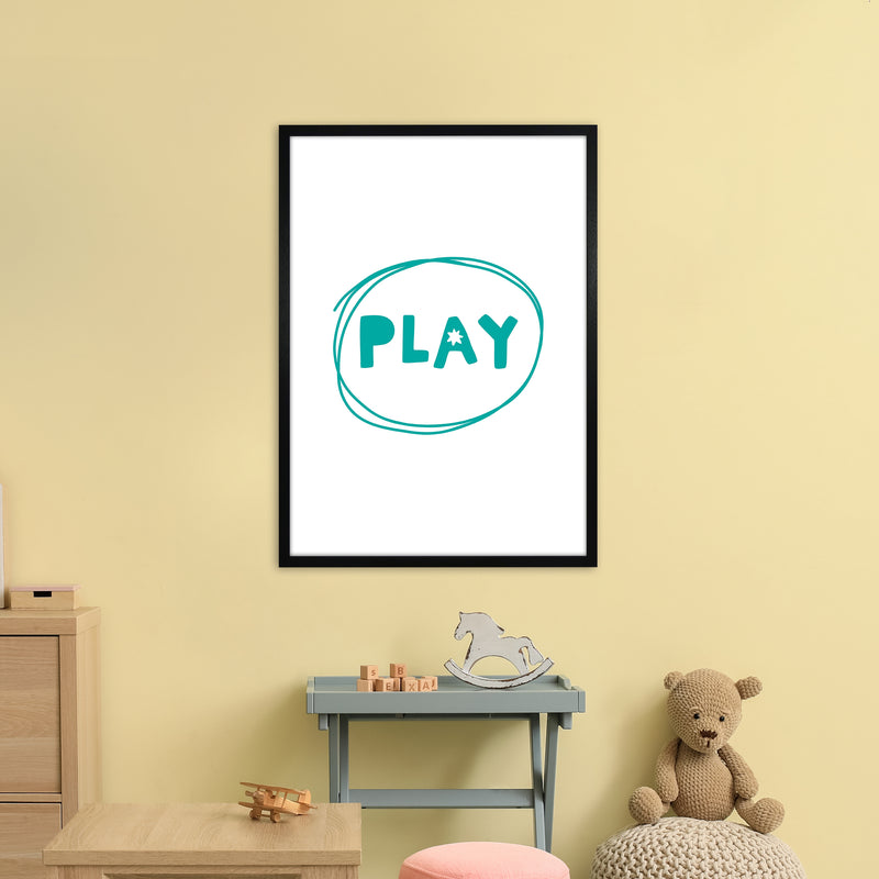 Play Teal Super Scandi  Art Print by Pixy Paper A1 White Frame