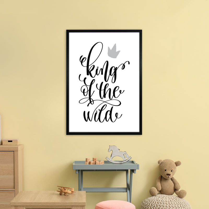 King Of The Wild Black  Art Print by Pixy Paper A1 White Frame
