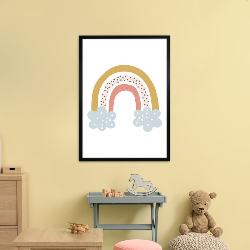 Rainbow With Clouds  Art Print by Pixy Paper A1 White Frame