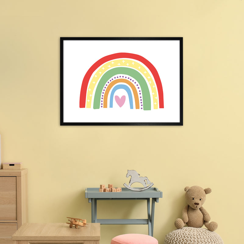 Rainbow With Heart  Art Print by Pixy Paper A1 White Frame
