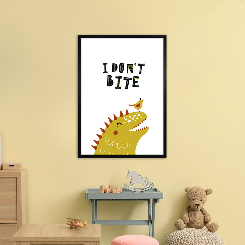 I Don'T Bite Dino  Art Print by Pixy Paper A1 White Frame
