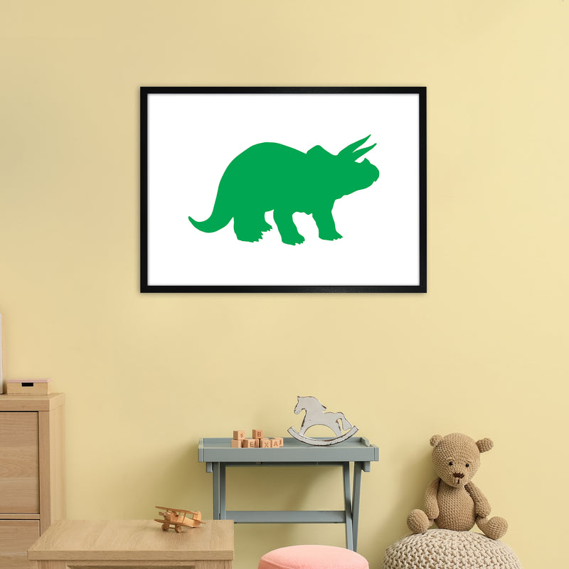 Triceratops Green  Art Print by Pixy Paper A1 White Frame