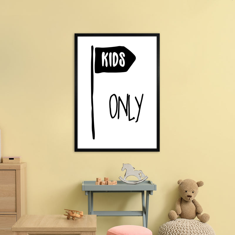 Kids Only Black  Art Print by Pixy Paper A1 White Frame
