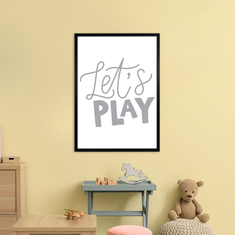 Let'S Play Grey  Art Print by Pixy Paper A1 White Frame
