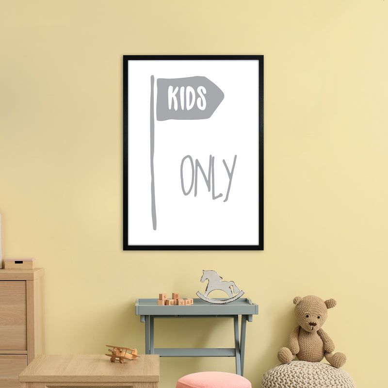 Kids Only Grey  Art Print by Pixy Paper A1 White Frame