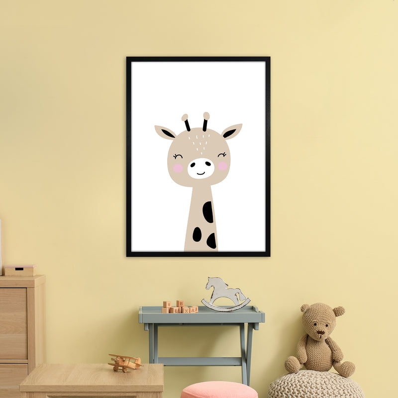 Giraffe Brown  Art Print by Pixy Paper A1 White Frame