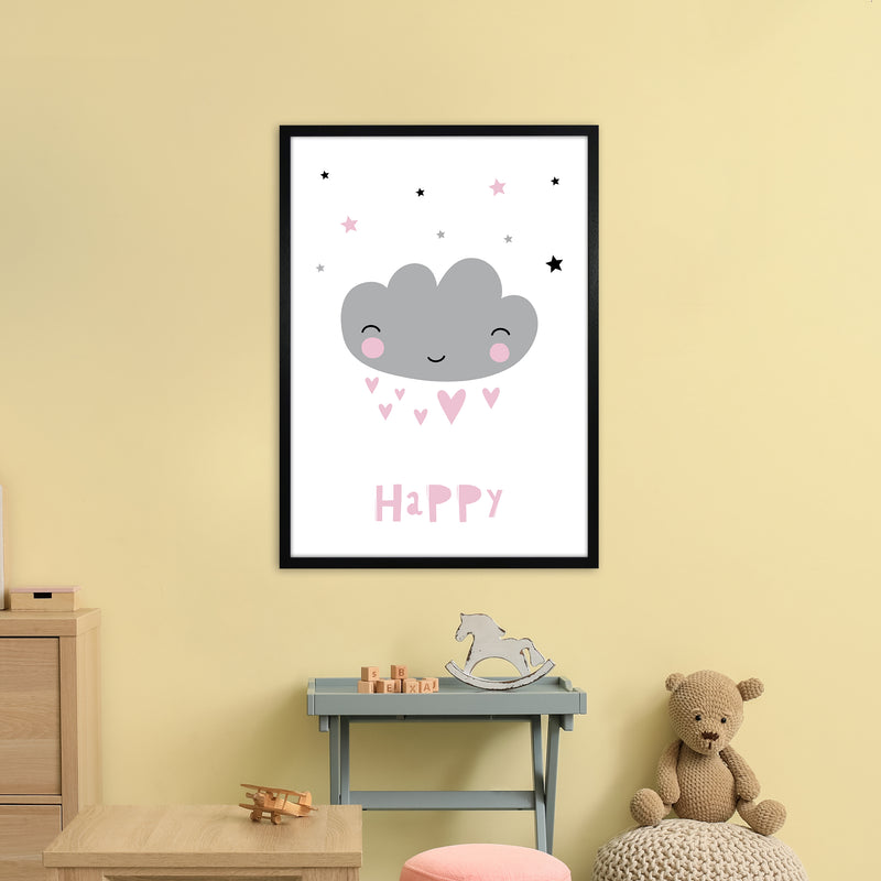 Happy Cloud  Art Print by Pixy Paper A1 White Frame