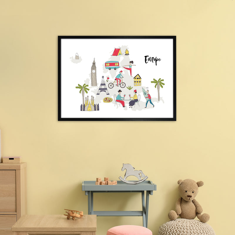 Europe Map  Art Print by Pixy Paper A1 White Frame