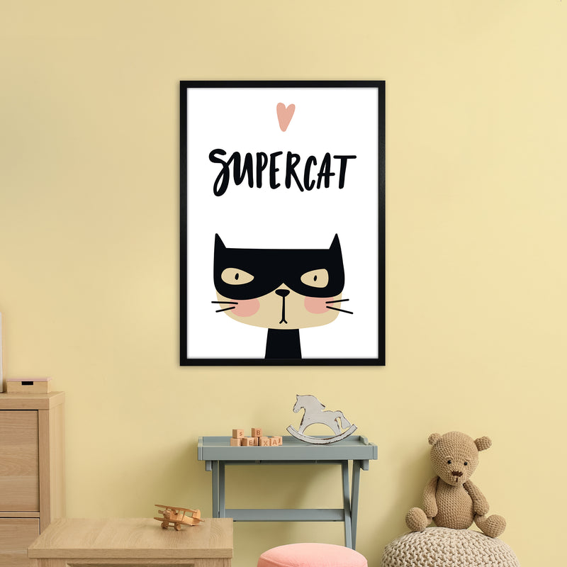 Supercat  Art Print by Pixy Paper A1 White Frame