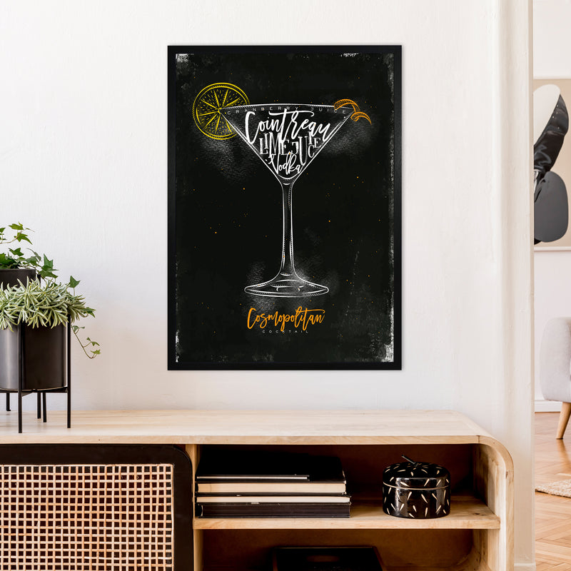Cosmopolitan Cocktail Black  Art Print by Pixy Paper A1 White Frame